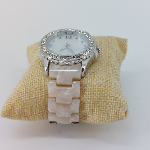 Women's Analog Wristwatch Rhinestone Pearled Plastic - Picture 2 of 9